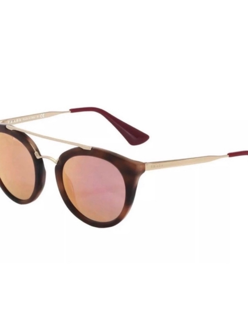 Prada Tortoiseshell Frame with Pink Mirror Lenses made in Italy.